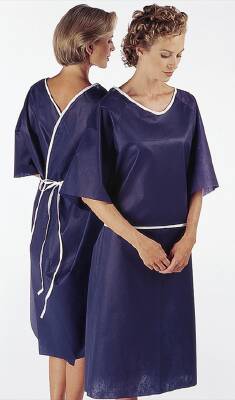 Tech Styles a Division of Encompass Patient Exam Gown One Size Fits Most Dark Blue Disposable