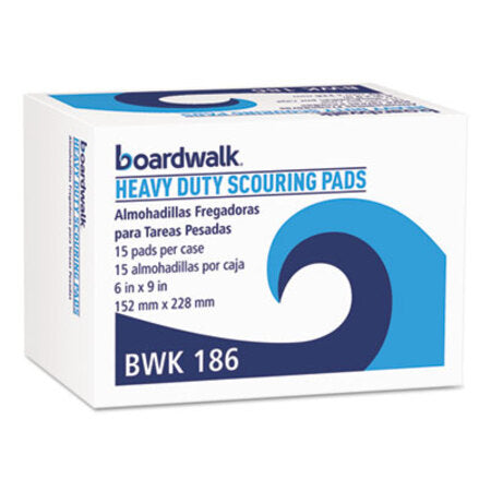 Boardwalk® Heavy-Duty Scour Pad, Green, 6 x 9, 15/Carton