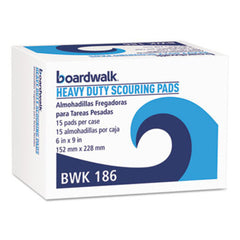 Boardwalk® Heavy-Duty Scour Pad, Green, 6 x 9, 15/Carton