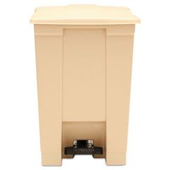 Rubbermaid® Commercial Indoor Utility Step-On Waste Container, Square, Plastic, 12 gal, Beige