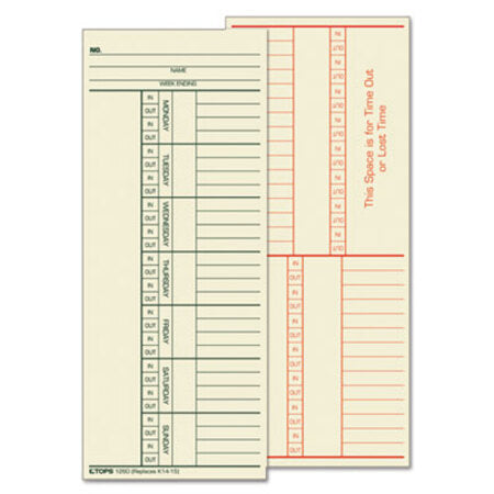 TOPS™ Time Card for Cincinnati, Named Days, Two-Sided, 3 3/8 x 8 1/4, 500/Box
