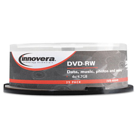Innovera® DVD-RW Discs, 4.7GB, 4x, Spindle, Silver, 25/Pack
