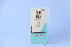 Suture with Needle Perma-Hand Nonabsorbable Coated Black Suture Braided Silk Size 5 - 0 24 Inch Suture Double-Armed 17 mm Length 1/2 Circle Taper Point Needle
