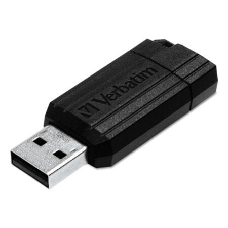 Verbatim® PinStripe USB Flash Drive, 128 GB, Black