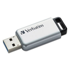 Verbatim® Store 'n' Go Secure Pro USB Flash Drive with AES 256 Encryption, 64 GB, Silver