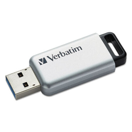 Verbatim® Store 'n' Go Secure Pro USB Flash Drive with AES 256 Encryption, 32 GB, Silver