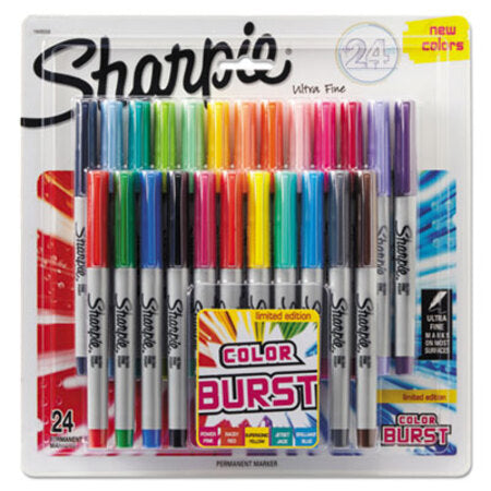 Sharpie® Ultra Fine Tip Permanent Marker, Extra-Fine Needle Tip, Assorted Color Burst and Classic Colors, 24/Pack