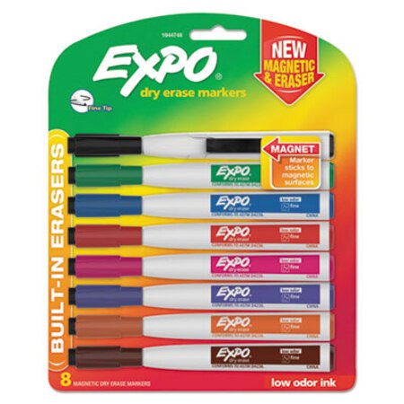 Expo® Magnetic Dry Erase Marker, Fine Bullet Tip, Assorted Colors, 8/Pack