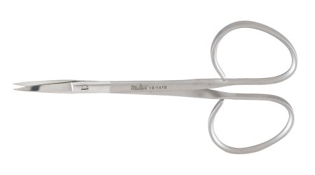 Iris Scissors Miltex® 4 Inch Length OR Grade German Stainless Steel NonSterile Ribbon Style Finger Ring Handle Straight Blade Sharp Tip / Sharp Tip