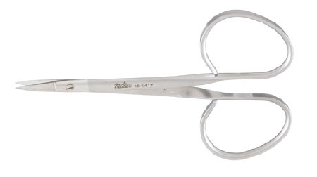 Miltex Mini Iris Scissors Miltex® 3-3/4 Inch Length OR Grade German Stainless Steel NonSterile Ribbon Style Finger Ring Handle Straight Blade Sharp Tip / Sharp Tip - M-249689-1380 - Each