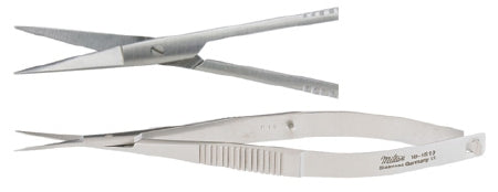 Miltex Iris Scissors Miltex® Noyes 4-1/2 Inch Length OR Grade German Stainless Steel NonSterile Thumb Handle with Spring Straight Blade Sharp Tip / Sharp Tip - M-249700-4018 - Each