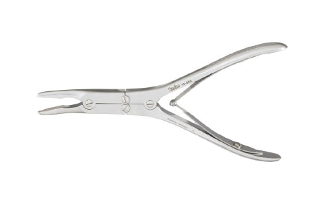 Bone Rongeur Ruskin Curved Double Action, Double Spring Plier Type Handle 3 mm Bite X 6 Inch Length