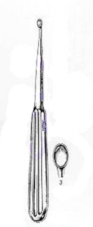 Dermal Curette Miltex® 6-1/4 Inch Length Single-ended Hollow Handle with Grooves Size 3 Tip Oval Cup Tip