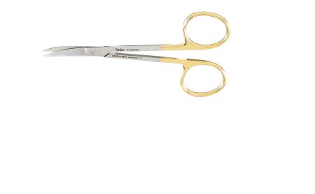 Miltex Iris Scissors Miltex® Carb-N-Sert® 4-1/2 Inch Length OR Grade German Stainless Steel / Tungsten Carbide NonSterile Finger Ring Handle Curved Blade Sharp Tip / Sharp Tip - M-250156-2271 - Each