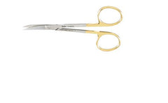 Miltex Iris Scissors Miltex® Carb-N-Sert® 4-1/2 Inch Length OR Grade German Stainless Steel / Tungsten Carbide NonSterile Finger Ring Handle Curved Blade Sharp Tip / Sharp Tip - M-250156-2271 - Each