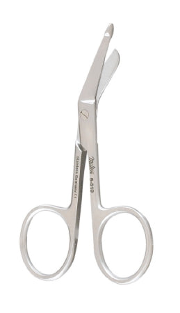 Miltex Bandage Scissors Miltex® Lister 3-1/2 Inch Length Surgical Grade Stainless Steel NonSterile Finger Ring Handle Angled Blade Blunt Tip / Blunt Tip - M-250173-3654 - Each