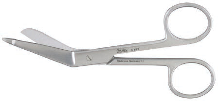 Miltex Bandage Scissors Miltex® Lister 7-1/4 Inch Length Surgical Grade Stainless Steel NonSterile Finger Ring Handle Angled Blade Blunt Tip / Blunt Tip - M-250175-2108 - Each