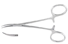 Miltex Hemostatic Forceps Miltex® Halsted-Mosquito 5 Inch Length OR Grade German Stainless Steel NonSterile Ratchet Lock Finger Ring Handle Curved Serrated Tips - M-250252-2882 - Each