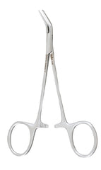 Miltex Hemostatic Forceps Miltex® Halsted-Mosquito 5 Inch Length OR Grade German Stainless Steel NonSterile Ratchet Lock Finger Ring Handle Angled 45° Serrated Tip - M-250268-4853 - Each