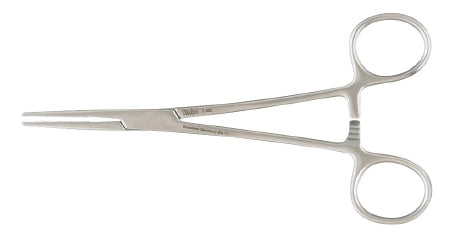 Hemostatic Forceps Miltex® Jones 5 Inch Length OR Grade German Stainless Steel NonSterile Ratchet Lock Finger Ring Handle Straight Serrated Tips