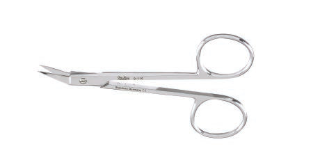 Miltex Stitch Scissors Miltex® O'Brien 3-3/4 Inch Length OR Grade German Stainless Steel NonSterile Finger Ring Handle Angled Blade Sharp Tip / Sharp Tip - M-250337-2211 - Each