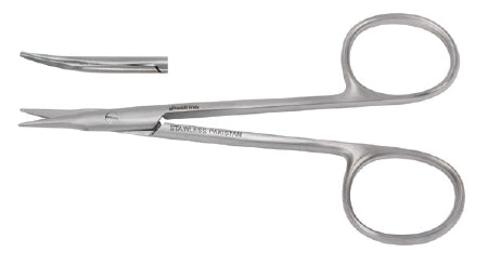 Miltex Tenotomy Scissors Vantage® Stevens 4-1/8 Inch Length Office Grade Stainless Steel Finger Ring Handle Curved Blade Blunt Tip / Blunt Tip - M-250353-2192 - Each