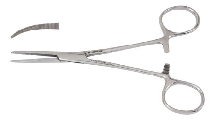 Miltex Hemostatic Forceps Vantage® Crile 6-1/4 Inch Length Floor Grade Stainless Steel NonSterile Ratchet Lock Finger Ring Handle Curved Serrated Tips - M-250440-4752 - Each