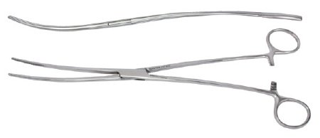 Dressing Forceps Vantage® Bozeman 10-1/4 Inch Length Floor Grade Stainless Steel NonSterile Ratchet Lock Finger Ring Handle Double Curved Serrated Tips