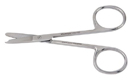 Miltex Stitch Scissors Vantage® Spencer 3-1/2 Inch Length Office Grade Stainless Steel Finger Ring Handle Straight Blade Blunt Tip / Blunt Tip - M-250460-1943 - Each