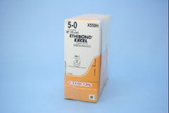 Suture with Needle Ethibond Nonabsorbable Coated Green Suture Braided Polyester Size 5 - 0 30 Inch Suture Double-Armed 17 mm Length 1/2 Circle Taper Point Needle