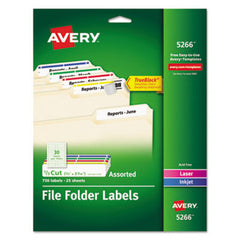 Avery® Permanent TrueBlock File Folder Labels with Sure Feed Technology, 0.66 x 3.44, White, 30/Sheet, 25 Sheets/Pack