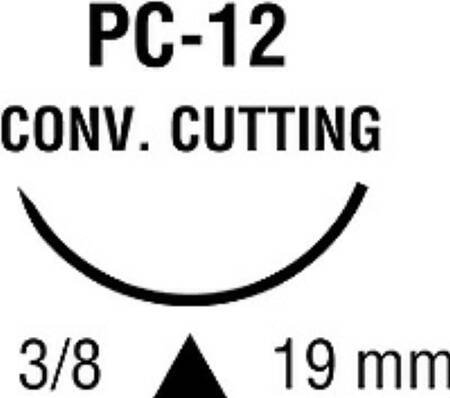 Suture with Needle Monosof~Dermalon Nonabsorbable Uncoated Black Suture Monofilament Nylon Size 5 - 0 18 Inch Suture 1-Needle 19 mm Length 3/8 Circle Conventional Cutting Needle