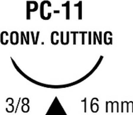 Suture with Needle Monosof~Dermalon Nonabsorbable Uncoated Black Suture Monofilament Nylon Size 5 - 0 18 Inch Suture 1-Needle 16 mm Length 3/8 Circle Conventional Cutting Needle