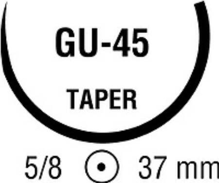 Suture with Needle Absorbable Uncoated Undyed Suture Chromic Gut Size 0 30 Inch Suture 1-Needle 37 mm Length 5/8 Circle Taper Point Needle