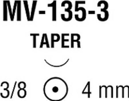 Suture with Needle Monosof~Dermalon Nonabsorbable Uncoated Black Suture Monofilament Nylon Size 8 - 0 5 Inch Suture 1-Needle 4 mm Length 3/8 Circle Taper Point Needle