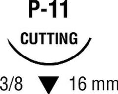 Suture with Needle Polysorb Absorbable Coated Undyed Suture Braided Polyester Size 4 - 0 18 Inch Suture 1-Needle 16 mm Length 3/8 Circle Reverse Cutting Needle