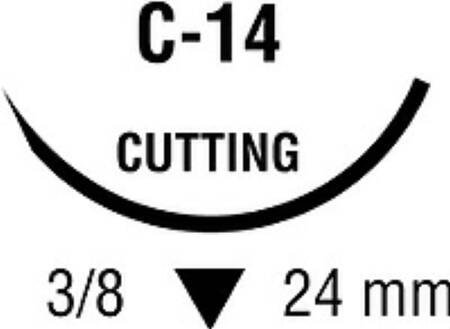 Suture with Needle Ti•Cron Nonabsorbable Coated Blue Suture Braided Polyester Size 2 - 0 36 Inch Suture 1-Needle 24 mm Length 3/8 Circle Reverse Cutting Needle