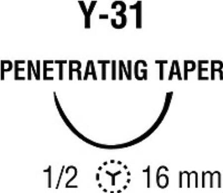 Suture with Needle Ti•Cron Nonabsorbable Coated White Suture Braided Polyester Size 2 - 0 30 Inch Suture Double-Armed 16 mm Length 1/2 Circle Taper Point Needle