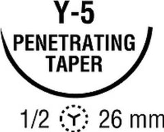 Suture with Needle Ti•Cron Nonabsorbable Coated Blue Suture Braided Polyester Size 2 - 0 30 Inch Suture 1-Needle 26 mm Length 1/2 Circle Taper Point Needle