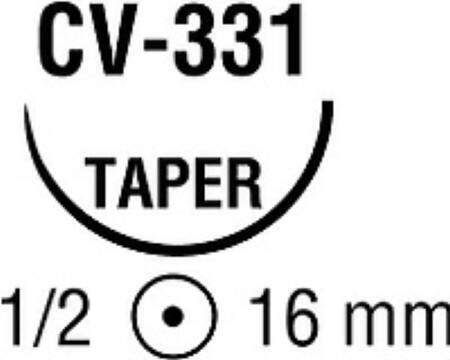 Suture with Needle Ti•Cron Nonabsorbable Coated Blue Suture Braided Polyester Size 3 - 0 30 Inch Suture Double-Armed 16 mm Length 1/2 Circle Taper Point Needle