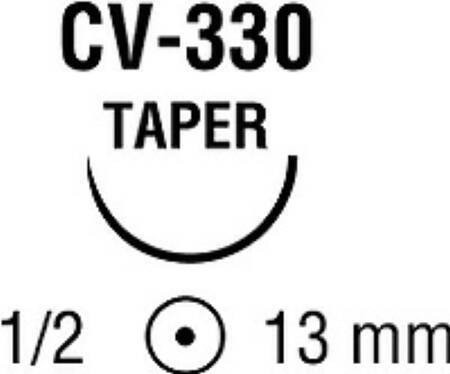 Suture with Needle Ti•Cron Nonabsorbable Coated Blue Suture Braided Polyester Size 4 - 0 36 Inch Suture Double-Armed 13 mm Length 1/2 Circle Taper Point Needle