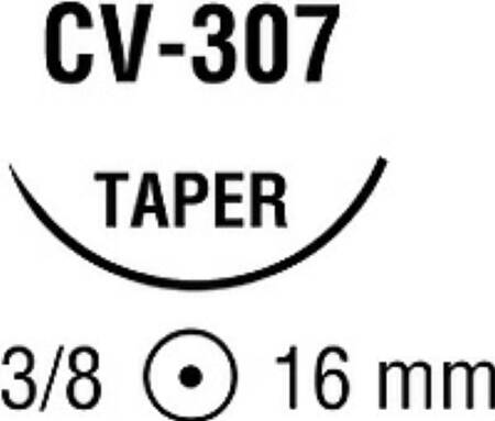 Suture with Needle Ti•Cron Nonabsorbable Coated Blue Suture Braided Polyester Size 3 - 0 30 Inch Suture Double-Armed 16 mm Length 3/8 Circle Taper Point Needle