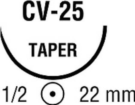 Suture with Needle Ti•Cron Nonabsorbable Coated Blue Suture Braided Polyester Size 3 - 0 36 Inch Suture Double-Armed 22 mm Length 1/2 Circle Taper Point Needle