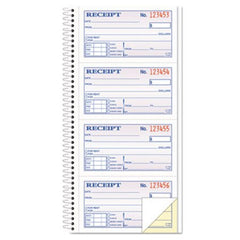 TOPS™ Money/Rent Receipt Spiral Book, 2-3/4 x 4 3/4, 2-Part Carbonless, 200 Sets/Book