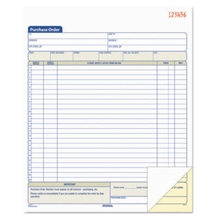 TOPS™ Purchase Order Book, 8 3/8 x 10 3/16, Two-Part Carbonless, 50 Sets/Book