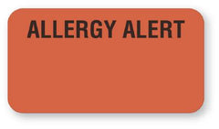 United Ad Label Pre-Printed Label Allergy Alert Red Fluorescent Paper Allergy Alert Black Alert Label 1-5/8 X 7/8 Inch - M-499239-2578 - Roll of 1
