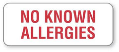 United Ad Label Pre-Printed Label UAL™ Allergy Alert White Paper No Known Allergies Red Alert Label 7/8 X 2-1/4 Inch - M-499238-1238 - Roll of 1