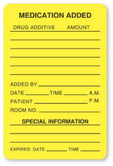 United Ad Label Pre-Printed Label UAL™ Anesthesia Label Yellow Paper Medication Added Patient_rm#_Drug_Amount_ Black Medication Instruction 2 X 3 Inch - M-303475-4517 - Roll of 1