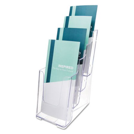 Deflecto® 4-Compartment DocuHolder, Leaflet Size, 4.88w x 6.13d x 10h, Clear