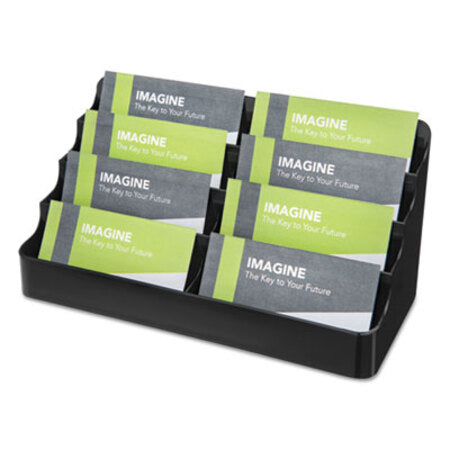 Deflecto® 8-Tier Recycled Business Card Holder, 400 Card Cap, 7 7/8 x 3 7/8 x 3 3/8, Black